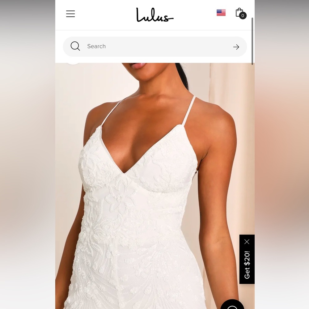 Lulu’s Photo Finish White Sequin Lace-Up Wide Leg Jumpsuit